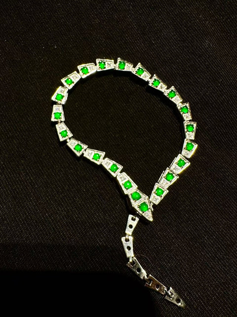 Gelang Jadeite Guatemala alami yang terbuat dari perak 925 Ukuran 3mm Giok halus dan hangat, gaya yang indah sudah termasuk pajak pengiriman.
