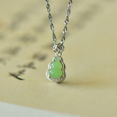 10860 Kalung Labu Jasper Alami yang terbuat dari perak 925 Ukuran 5 * 7mm Giok halus dan hangat, gaya yang indah sudah termasuk pajak pengiriman.
