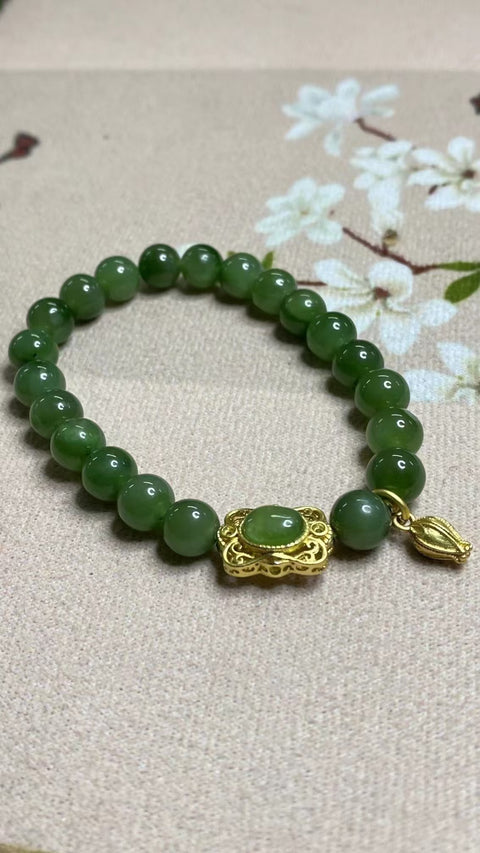 Gelang Jasper Alami dengan aksesoris Ukuran 8mm Giok baik-baik saja dan hangat, gaya yang indah sudah termasuk pajak pengiriman.