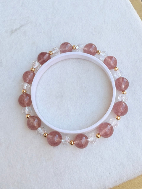 Baru ...... Gelang Kristal Stroberi Alami 💞💞Hindari Sampah &nbsp;Kristal Keberuntungan Bunga Persik Tembus Ukuran Kira-kira: 8,5㎜ Termasuk Pajak Pengiriman