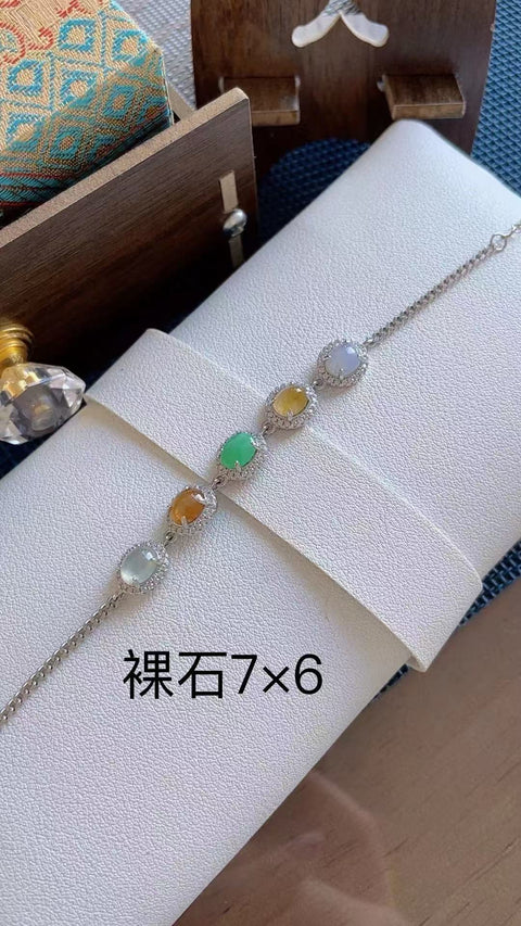 Gelang giok alami, terbuat dari material tambang lama, dengan tekstur yang halus dan hangat, warna permen yang indah, dipasang pada perak 925, termasuk ongkos kirim dan pajak.