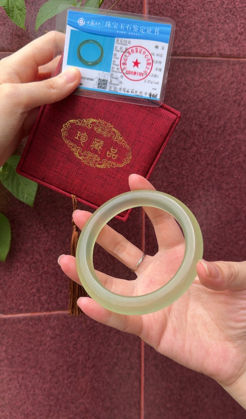 Gelang Giok Cui Alami Ukuran 64-66mm, Ukuran Diameter 64/65 mm Lebar Sisi 11.8mm Giok terjadi secara alami Pola acak Termasuk Pajak Pengiriman