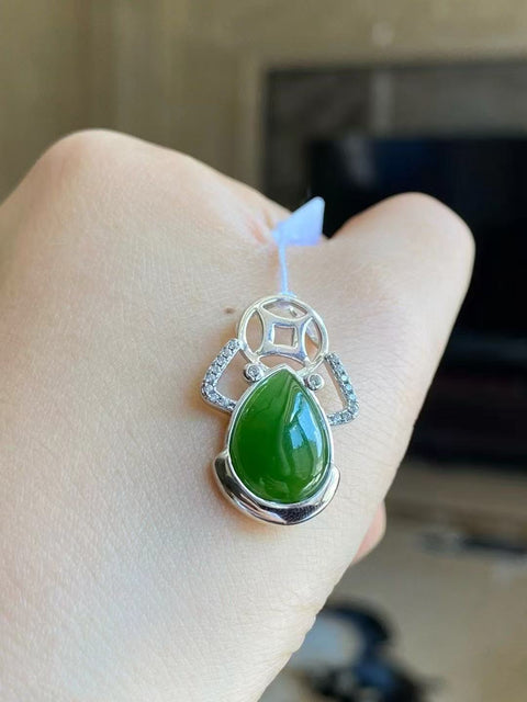 Kalung Jasper Alami yang terbuat dari perak 925 Ukuran 14 * 10mm Warna dan gaya yang indah sudah termasuk pajak pengiriman.