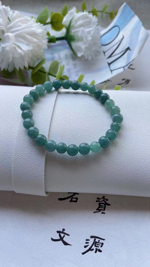 Gelang batu giok alami, bahan lubang tua, bagian bawah bahan air biru yang halus dan hangat dan indah, kenakan efek ukuran yang indah 0,6 cm Termasuk pajak pengiriman!