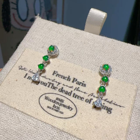 Anting-anting batu giok Guatemala alami yang terbuat dari perak 925, ukuran 3mm, batu giok yang halus dan hangat, gaya yang indah, sudah termasuk pajak pengiriman.