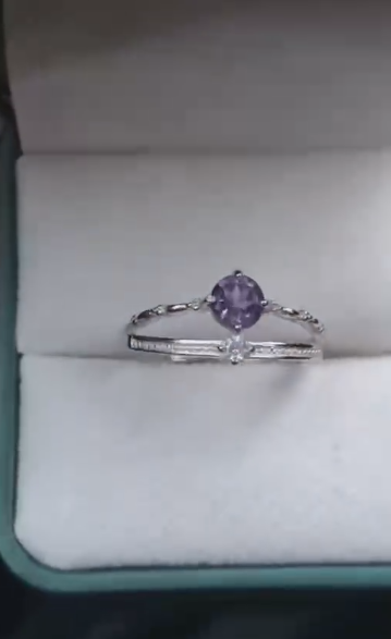 Cincin Kecubung Alami yang terbuat dari perak 925; Ukuran 5mm Tekstur halus dan hangat sudah termasuk pajak pengiriman.