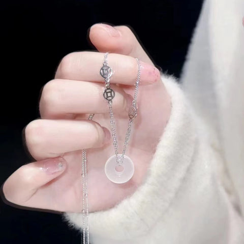 Gaya Kalung Gesper Perdamaian Batu Akik Alami Gaya Kalung Kerah Gaya Selebriti Kelas Atas dalam 925 Perak Termasuk pajak pengiriman