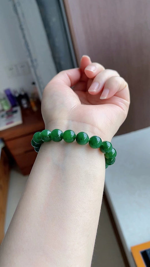 Gelang giok hetian nefrit alami, tembus pandang yang sangat baik, bintik hitam kecil, ukuran 1.0. Gratis ongkos kirim dan pajak.