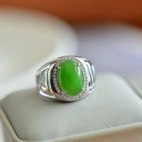 11335 Set Cincin Telur Besar Jasper Alami dari 925 Perak Ukuran 10 * 14mm Gayanya indah & sudah termasuk pajak pengiriman