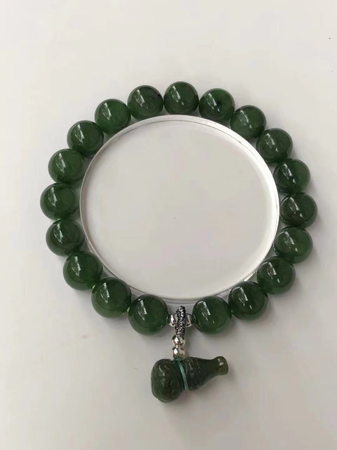 Gelang Giok Jasper Alami Giok yang bersih, halus dan hangat Ukuran 9mm Kepala penuh Termasuk pajak pengiriman.