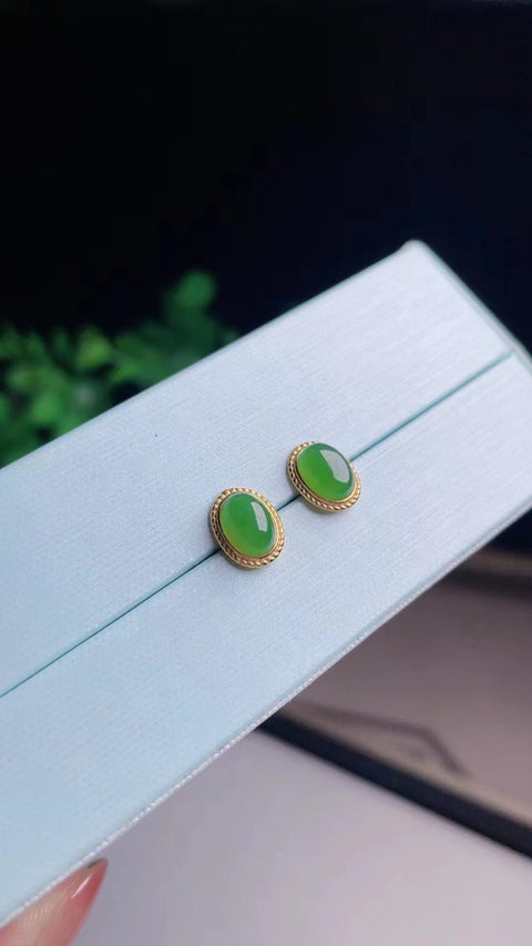 Anting-anting Pejantan Jasper Alami Giok bersih dan halus serta hangat dengan tatahan perak 925 & nbsp; Ukuran 0,7 * 0,5 Warna yang indah Pajak pengiriman sudah termasuk Pajak pengiriman sudah termasuk