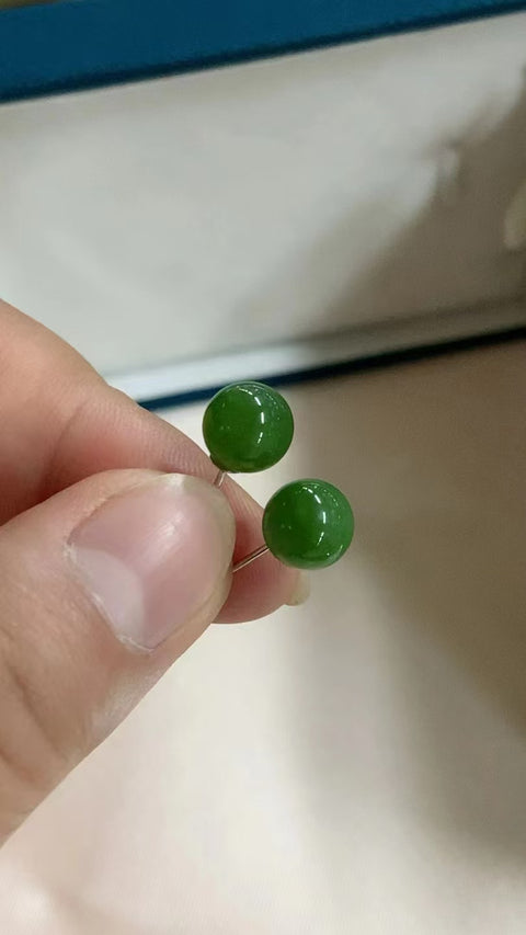 Anting-anting Pejantan Jasper Halus, Ukuran: 10mm, Manik-manik Giok Bulat, Warna Hijau Sudah termasuk pajak pengiriman.
