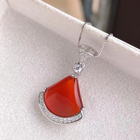 Kalung Batu Akik Alam 925 Gaya Pengaturan Perak 16mm Termasuk pajak pengiriman