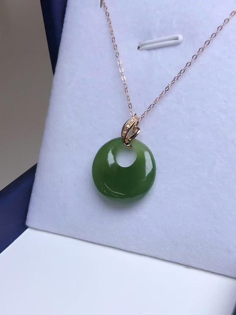 Kalung Putri Jasper dalam Pengaturan Emas 18k Ukuran 17,5 * 5mm Giok halus dan hangat Termasuk ongkos kirim dan pajak
