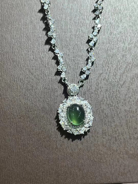 Kalung Giok Alami dari Perak 925 Ukuran 10 * 8mm Giok bersih dan halus Termasuk ongkos kirim dan pajak.
