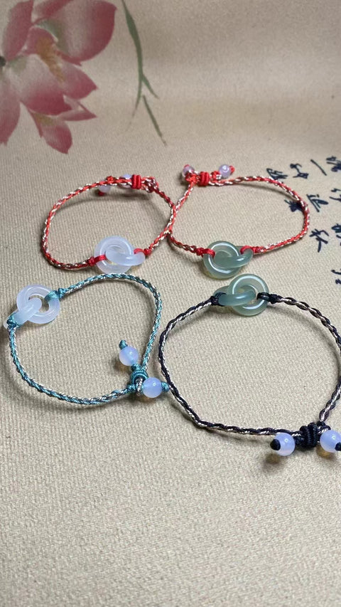Gelang Es Giok Cui Giok Gelang Lingkaran Kebahagiaan Berwarna-warni Ukuran 10.3mm Sudah termasuk ongkos kirim dan pajak.