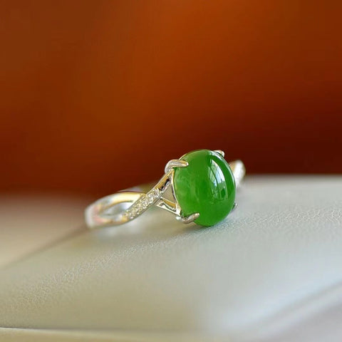 Set Cincin Jasper Alami dalam Gaya Giok Bersih Perak 925 Perak Ukuran 7 * 9mm Termasuk pajak pengiriman