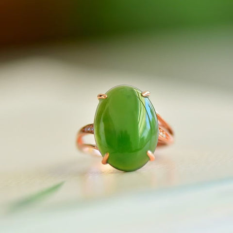 11357-1 Cincin Jasper Alami, 925 perak, giok halus dan hangat, gaya yang indah, sudah termasuk pajak pengiriman.
