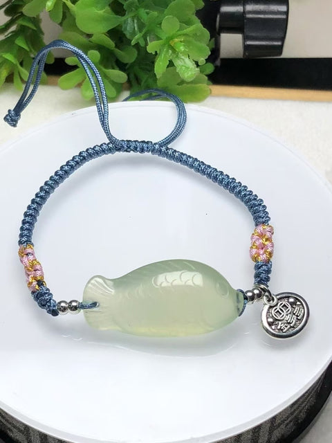 Gelang Ikan Kecil Giok Cui Giok alami Giok halus dan hangat Ukuran 35 * 17mm Gaya Termasuk pajak pengiriman