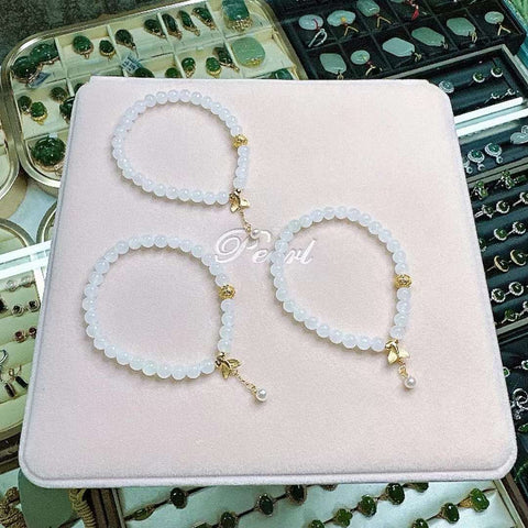 Gelang Giok Hetian & nbsp; Bahan halus, lembab dan sangat indah di tangan Ukuran 6mm Dengan aksesoris perak 925 sudah termasuk pajak pengiriman