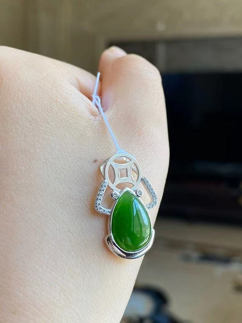 Kalung Jasper Alami yang terbuat dari perak 925 Ukuran 14 * 10mm Warna dan gaya yang indah sudah termasuk pajak pengiriman.