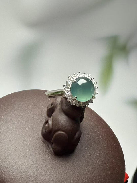 Set Cincin Air Biru Giok Guatemala Alami dari Perak 925 Ukuran 8mm Giok baik-baik saja dan hangat Strukturnya ketat Termasuk Pajak Pengiriman