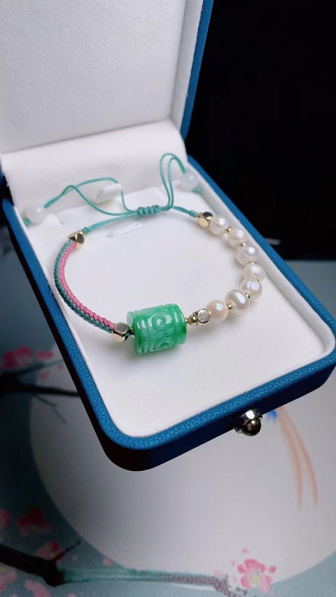 Gelang Gelang Manik-manik Pembawa Batu Giok Alami Bahan batu giok tua yang halus dan hangat Ukuran 1,3 * 1,2 cm Sudah termasuk pajak pengiriman