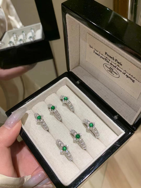 Cincin Renda Air Biru Guatemala Jadeite Alami dari 925 Perak Desain Kecil Segar Giok bersih, halus dan hangat Termasuk Pajak Pengiriman