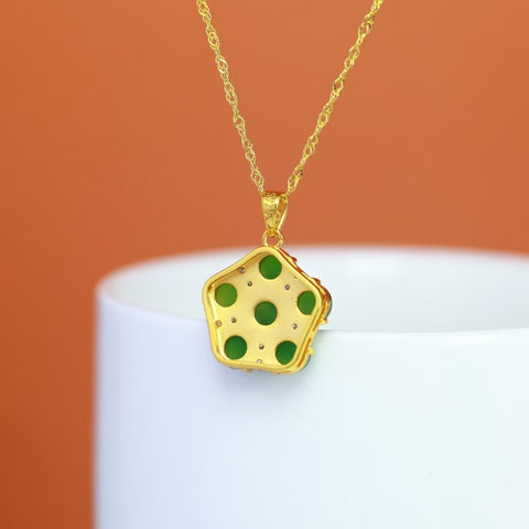 Liontin Bunga Perak S925 dengan Giok Hetian 10136-2# Ukuran batu: 5x5 mm. Gratis ongkos kirim dan pajak,