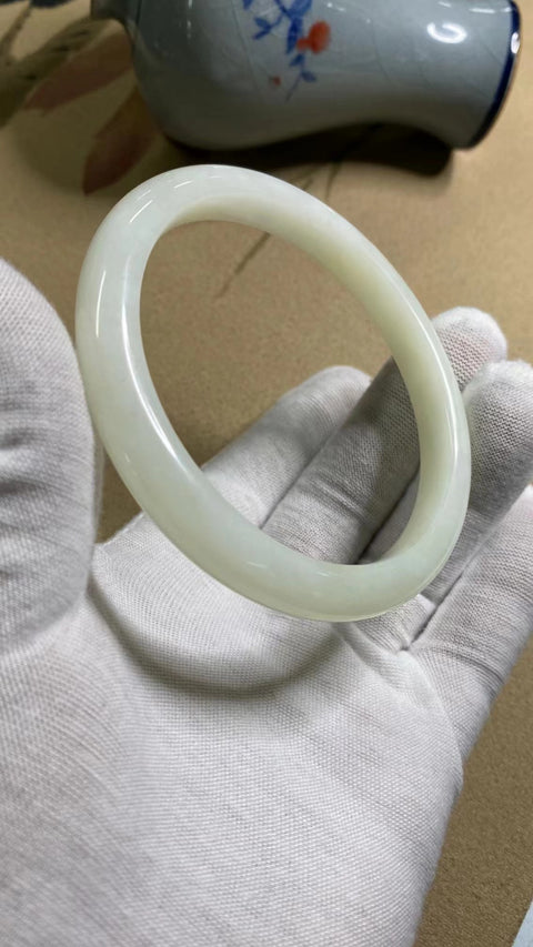 Gelang Giok Cui Jade Lychee Jelly Alami Ukuran 64-66mm Ukuran 65.1mm Lebar Sisi 10mm Batu giok semuanya terjadi secara alami Pola acak termasuk pajak pengiriman