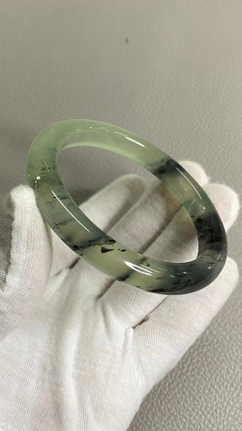 Gelang Tinta Giok Halus Ukuran 58-60mm Ukuran 59.8mm Lebar Sisi 10mm Giok terjadi secara alami Pola acak termasuk pajak pengiriman