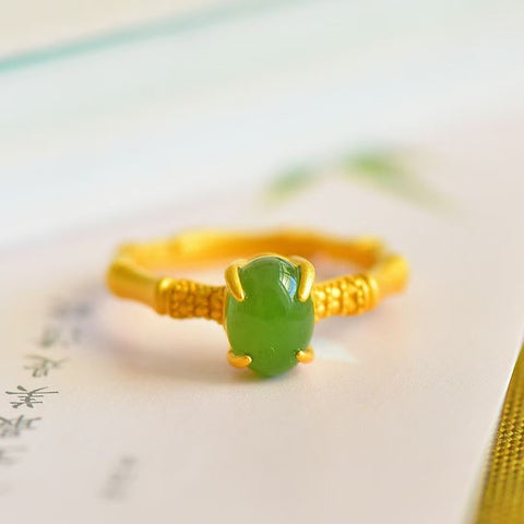 11156 Cincin Jasper Alami & nbsp; Ukuran 8 * 6mm 925 Perak Pengaturan Giok bersih dan halus dan hangat Termasuk pajak pengiriman.
