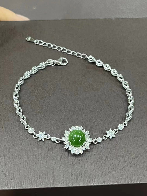 Gelang Giok Jasper Alami Ukuran 8mm Giok bersih, halus dan hangat dengan pengaturan perak 925. Sudah termasuk pajak pengiriman.