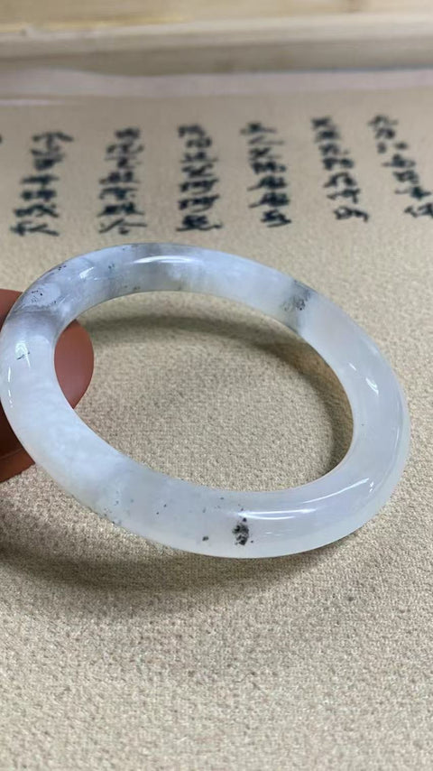 Gelang Giok Giok Cui Alami Jenis Es Gunung Jauh Gelang Dai Ukuran 55-57mm Ukuran 56.3mm Lebar Sisi 9.5mm Giok adalah semua yang terjadi secara alami Pola adalah acak Pajak Pengiriman Termasuk