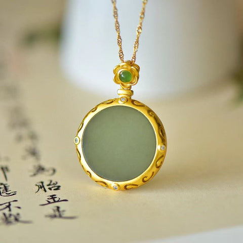 4804Q-6 Kalung Jasper Alami dari Perak 925 Ukuran 20 * 20mm Giok halus dan hangat, gaya yang indah sudah termasuk pajak pengiriman.