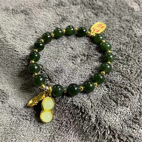 Gelang Giok Halus Gelang Giok Manik-manik Giok yang Cocok Ukuran 8mm Giok bersih, halus dan hangat Sudah termasuk pajak pengiriman.