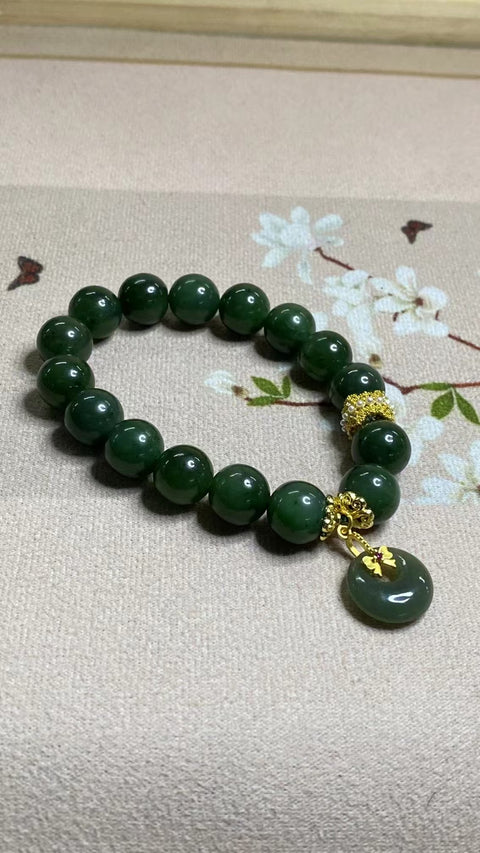 Gelang Jasper alami dengan aksesoris yang indah Sedikit bercak tinta Ukuran 12mm Sudah termasuk pajak pengiriman.
