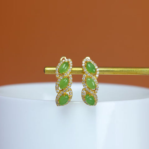 Anting Mata Kuda Batu Giok Hetian Bertatahkan Perak S925 - 12542-2# Spesifikasi 3*5 cm. Gratis ongkos kirim dan pajak.