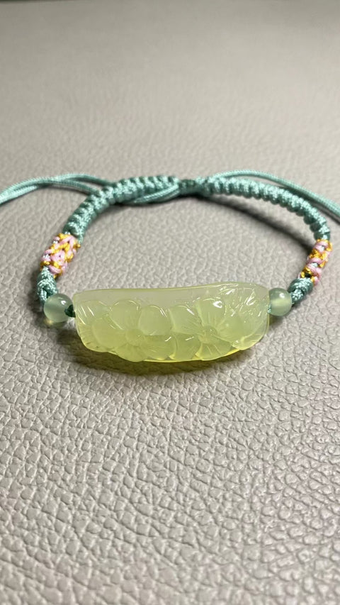 Gelang Giok Alami Ukuran 43 * 16.5mm Gaya Ukiran Tangan yang Dapat Disesuaikan Termasuk pajak pengiriman.