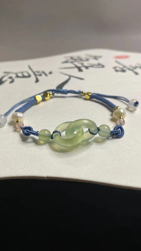 Gelang Gelang Giok Giok Es Hijau Alami Tautan Saling Mengunci 925 Gaya Pengaturan Perak Termasuk Pajak Pengiriman