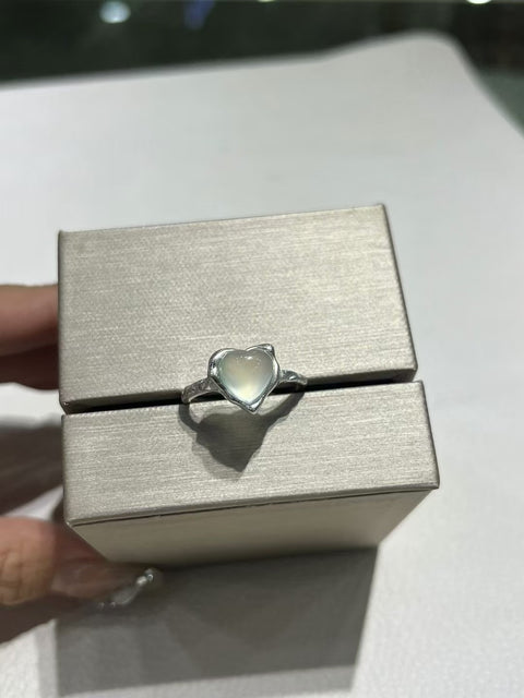 Cincin Peri Giok Alami Ins Fairy Ring 925 Gaya Pengaturan Perak sangat indah Giok bersih, halus dan hangat.