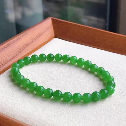 Gelang Giok Giok Alami Ukuran 6mm bersih, halus dan hangat, gayanya sederhana dan elegan, sudah termasuk pajak pengiriman.