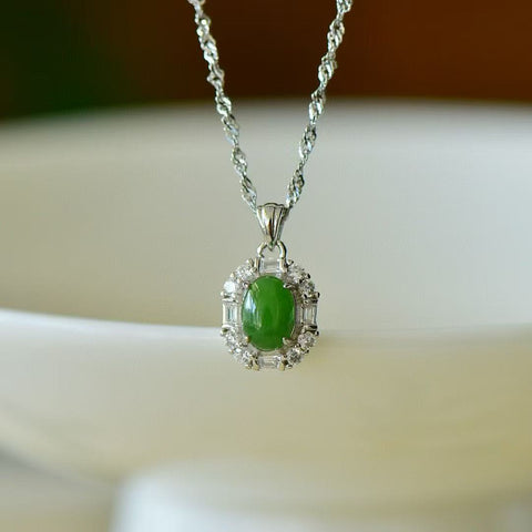 10862 Kalung Jasper Alami yang terbuat dari perak 925 Ukuran 5 * 7mm Giok halus dan hangat, gaya yang indah sudah termasuk pajak pengiriman.