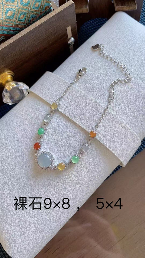 Gelang giok alami, terbuat dari material tambang lama, dengan tekstur yang halus dan hangat, warna permen yang indah, dipasang pada perak 925, termasuk ongkos kirim dan pajak.