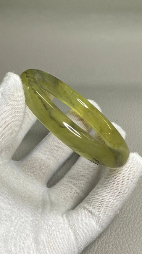 Gelang Lukisan Pemandangan Giok Cui Alami Ukuran 54-56mm Ukuran 55.5mm Lebar Sisi 10.7mm Giok terjadi secara alami Pola acak termasuk pajak pengiriman