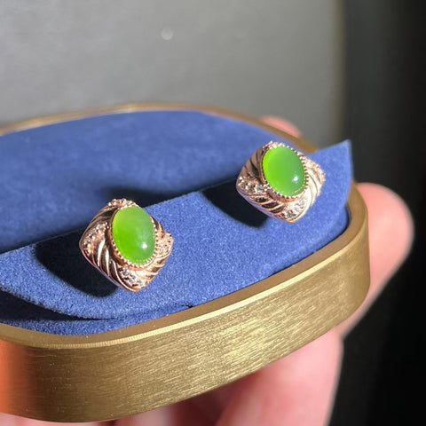 Anting-anting pejantan Jasper Baru dalam stok 925 pengaturan perak mawar Gaya klasik dan serbaguna Ukuran 6 * 8mm Warna super berkualitas tinggi Sudah termasuk ongkos kirim dan pajak.