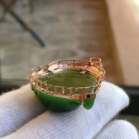 Jasper Laughing Buddha dari emas 18 karat dengan berlian Cahaya dan gerakan, mulut terbuka, tertawa, ketenangan pikiran Ukuran batu mentah 30 * 31mm termasuk ongkos kirim dan pajak
