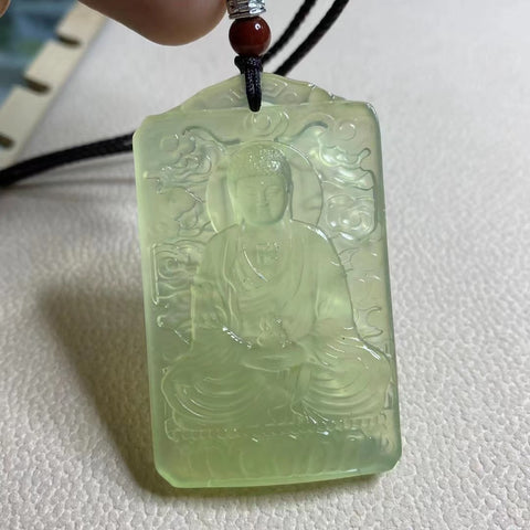 Kalung Giok Es Hijau Giok Alami Penguasa Matahari Besar Ukuran 52*32mm Sudah termasuk ongkos kirim dan pajak.