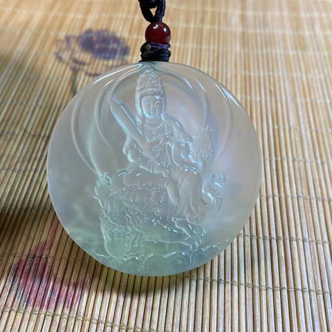 Manjushri, Bodhisattva, adalah batu giok alami. 52,8*9mm, sudah termasuk ongkos kirim dan pajak.