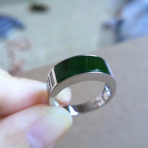 Cincin jasper mode super mengejutkan gaya unisex 925 perak jasper alami ukuran 7 * 16mm dapat diubah menjadi longgar Pajak pengiriman sudah termasuk!
